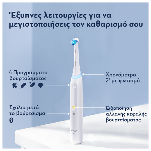 ORAL-B iO SERIES 4 MAGNETIC WHITE ΗΛΕΚΤΡΙΚΗ ΟΔΟΝΤΟΒΟΥΡΤΣΑ ΑΣΠΡΗ & ΘΗΚΗ ΤΑΞΙΔΙΟΥ