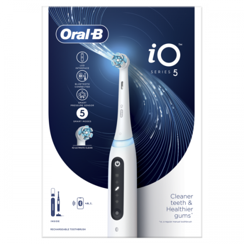 ORAL-B ΗΛΕΚΤΡΙΚΗ iO5 MAGNETIC WHITE ΗΛΕΚΤΡΙΚΗ ΟΔΟΝΤΟΒΟΥΡΤΣΑ ΑΣΠΡΗ & ΘΗΚΗ ΤΑΞΙΔΙΟΥ