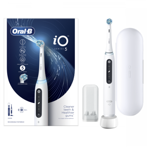 ORAL-B ΗΛΕΚΤΡΙΚΗ iO5 MAGNETIC WHITE ΗΛΕΚΤΡΙΚΗ ΟΔΟΝΤΟΒΟΥΡΤΣΑ ΑΣΠΡΗ & ΘΗΚΗ ΤΑΞΙΔΙΟΥ