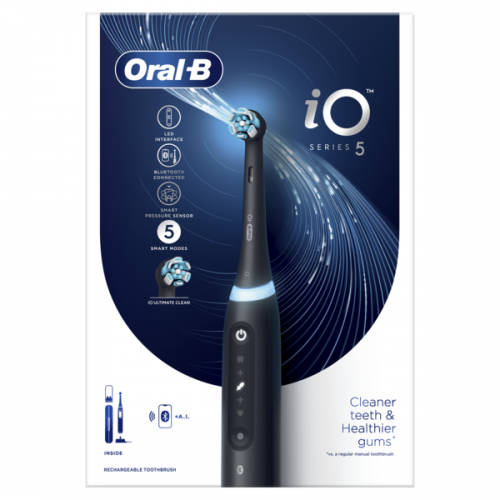 ORAL-B iO SERIES 5 MAGNETIC BLACK ΗΛΕΚΤΡΙΚΗ ΟΔΟΝΤΟΒΟΥΡΤΣΑ ΜΑΥΡΗ & ΘΗΚΗ ΤΑΞΙΔΙΟΥ