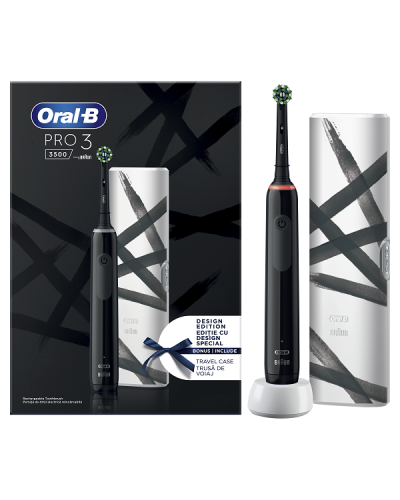 ORAL-B PRO 3 3500 BLACK DESIGN EDITION ΜΑΥΡΗ ΗΛΕΚΤΡΙΚΗ ΟΔΟΝΤΟΒΟΥΡΤΣΑ & ΘΗΚΗ ΤΑΞΙΔΙΟΥ