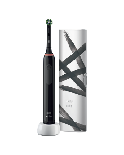 ORAL-B PRO 3 3500 BLACK DESIGN EDITION ΜΑΥΡΗ ΗΛΕΚΤΡΙΚΗ ΟΔΟΝΤΟΒΟΥΡΤΣΑ & ΘΗΚΗ ΤΑΞΙΔΙΟΥ