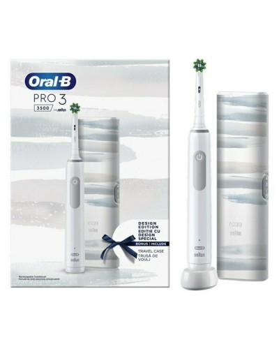 ORAL-B PRO 3500 DESIGN EDITION WHITE ΕΠΑΝΑΦΟΡΤΙΖΟΜΕΝΗ ΗΛΕΚΤΡΙΚΗ ΟΔΟΝΤΟΒΟΥΡΤΣΑ ΜΕ ΑΙΣΘΗΤΗΡΑ ΠΙΕΣΗΣ 360° & ΔΩΡΟ ΘΗΚΗ ΤΑΞΙΔΙΟΥ