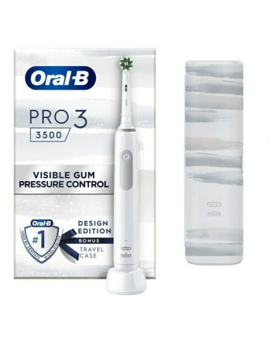 ORAL-B PRO 3500 DESIGN EDITION WHITE ΕΠΑΝΑΦΟΡΤΙΖΟΜΕΝΗ ΗΛΕΚΤΡΙΚΗ ΟΔΟΝΤΟΒΟΥΡΤΣΑ ΜΕ ΑΙΣΘΗΤΗΡΑ ΠΙΕΣΗΣ 360° & ΔΩΡΟ ΘΗΚΗ ΤΑΞΙΔΙΟΥ