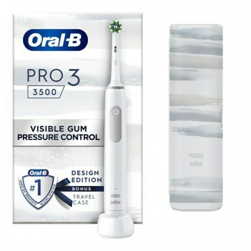 ORAL-B PRO 3500 DESIGN EDITION WHITE ΕΠΑΝΑΦΟΡΤΙΖΟΜΕΝΗ ΗΛΕΚΤΡΙΚΗ ΟΔΟΝΤΟΒΟΥΡΤΣΑ ΜΕ ΑΙΣΘΗΤΗΡΑ ΠΙΕΣΗΣ 360° & ΔΩΡΟ ΘΗΚΗ ΤΑΞΙΔΙΟΥ