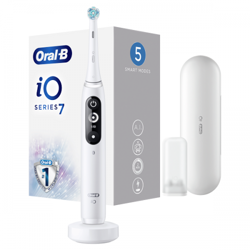 ORAL-B iO SERIES iO7 MAGNETIC WHITE ALABASTER HΛΕΚΤΡΙΚΗ ΟΔΟΝΤΟΒΟΥΡΤΣΑ ΑΣΠΡΗ & ΘΗΚΗ ΤΑΞΙΔΙΟΥ