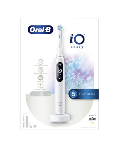 ORAL-B iO SERIES iO7 MAGNETIC WHITE ALABASTER HΛΕΚΤΡΙΚΗ ΟΔΟΝΤΟΒΟΥΡΤΣΑ ΑΣΠΡΗ & ΘΗΚΗ ΤΑΞΙΔΙΟΥ