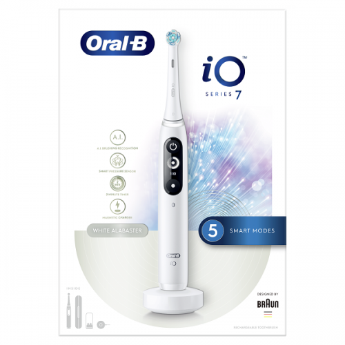 ORAL-B iO SERIES iO7 MAGNETIC WHITE ALABASTER HΛΕΚΤΡΙΚΗ ΟΔΟΝΤΟΒΟΥΡΤΣΑ ΑΣΠΡΗ & ΘΗΚΗ ΤΑΞΙΔΙΟΥ