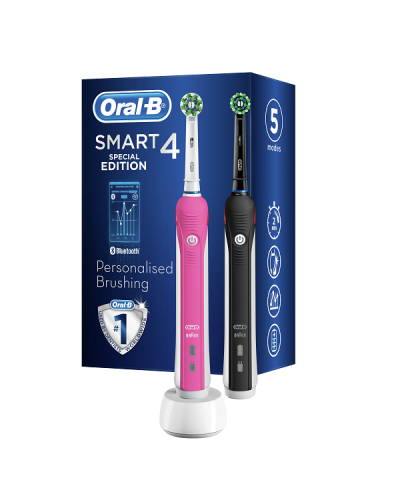 ORAL-B SMART 4900 DUO PACK PINK & BLACK ΗΛΕΚΤΡΙΚΕΣ ΟΔΟΝΤΟΒΟΥΡΤΣΕΣ ΡΟΖ & ΜΑΥΡΗ 2ΤΜΧ