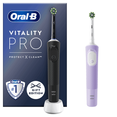 ORAL-B VITALITY PRO DUO BLACK-PINK ΜΑΥΡΗ & ΜΩΒ ΗΛΕΚΤΡΙΚΗ ΟΔΟΝΤΟΒΟΥΡΤΣΑ 2 ΤΜΧ