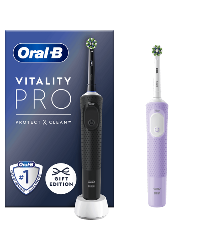 ORAL-B VITALITY PRO DUO BLACK-PINK ΜΑΥΡΗ & ΜΩΒ ΗΛΕΚΤΡΙΚΗ ΟΔΟΝΤΟΒΟΥΡΤΣΑ 2 ΤΜΧ