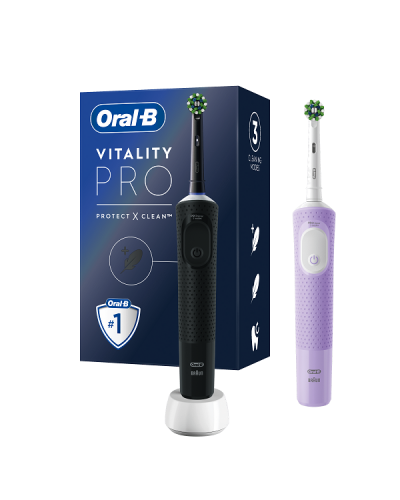 ORAL-B VITALITY PRO DUO BLACK-PINK ΜΑΥΡΗ & ΜΩΒ ΗΛΕΚΤΡΙΚΗ ΟΔΟΝΤΟΒΟΥΡΤΣΑ 2 ΤΜΧ