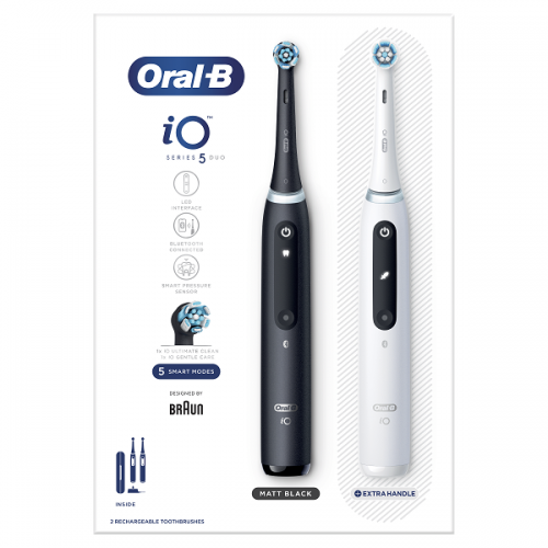 ORAL-B iO SERIES 5 DUO BLACK & WHITE ΗΛΕΚΤΡΙΚΕΣ ΟΔΟΝΤΟΒΟΥΡΤΣΕΣ ΜΑΥΡΗ & ΑΣΠΡΗ 2τμχ & ΘΗΚΗ ΤΑΞΙΔΙΟΥ 1τμχ