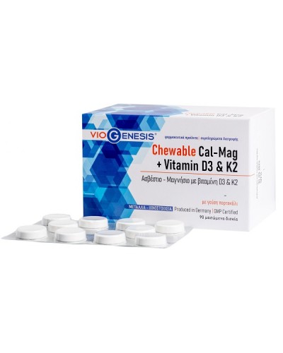 VIOGENESIS CALCIUM - MAGNESIUM + VITAMIN D3 & K2 90 CHEWABLE TABS