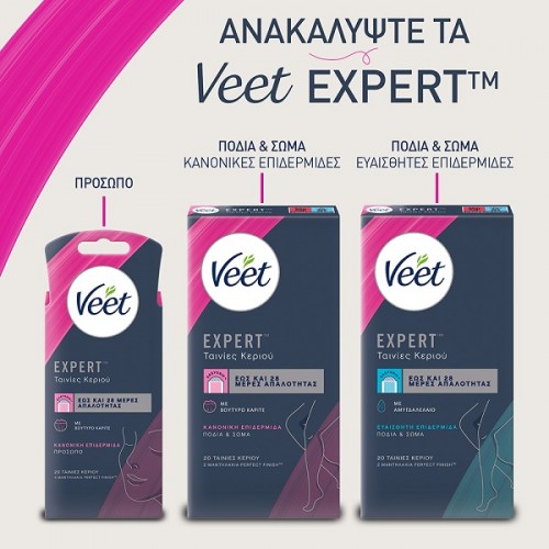 VEET EXPERT ΤΑΙΝΙΕΣ ΑΠΟΤΡΙΧΩΣΗΣ ΓΙΑ ΣΩΜΑ ΚΑΙ ΠΟΔΙΑ ΚΡΥΟ ΚΕΡΙ ΓΙΑ ΕΥΑΙΣΘΗΤΕΣ ΕΠΙΔΕΡΜΙΔΕΣ 20τμχ