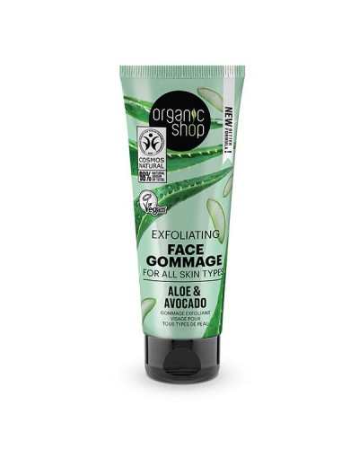 ORGANIC SHOP EXFOLIATING FACE GOMMAGE FOR ALL SKIN TYPES AVOCADO & ALOE 75ML