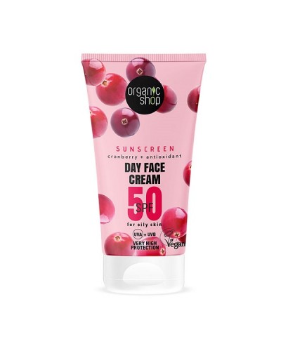 ORGANIC SHOP SUN SUNSCREEN DAY FACE CREAM 50SPF OILY SKIN 50ML