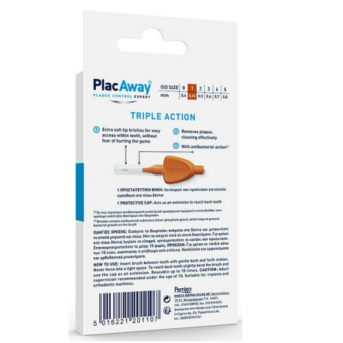 PLAC AWAY TRIPLE ACTION ΜΕΣΟΔΟΝΤΙΑ ΒΟΥΡΤΣΑΚΙΑ 0.45MM ISO 1 ΠΟΡΤΟΚΑΛΙ 6ΤΜΧ