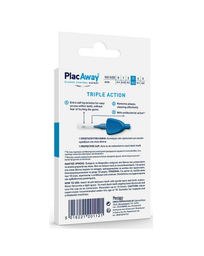 PLAC AWAY TRIPLE ACTION ΜΕΣΟΔΟΝΤΙΑ ΒΟΥΡΤΣΑΚΙΑ 0.6MM ISO 3 ΜΠΛΕ 6ΤΜΧ