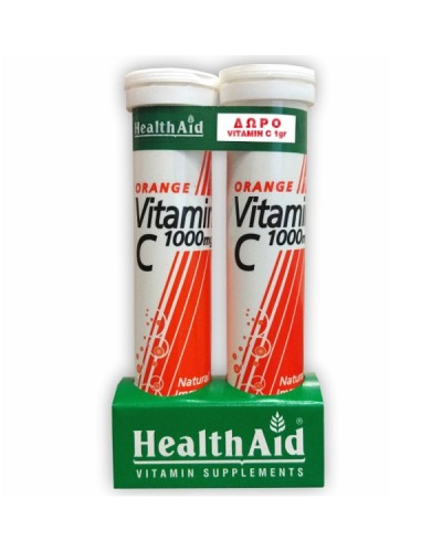 HEALTH AID PROMO VITAMIN C 1000MG ΠΟΡΤΟΚΑΛΙ 2 X 20 ΑΝΑΒΡΑΖΟΝΤΑ ΔΙΣΚΙΑ