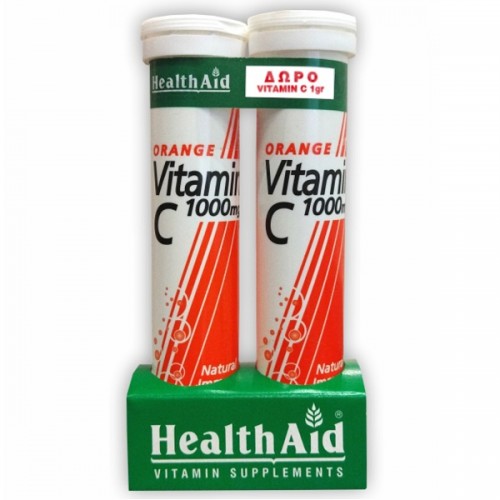 HEALTH AID PROMO VITAMIN C 1000MG ΠΟΡΤΟΚΑΛΙ 2 X 20 ΑΝΑΒΡΑΖΟΝΤΑ ΔΙΣΚΙΑ