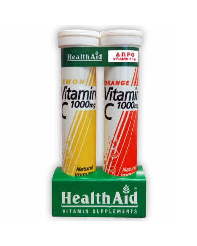 HEALTH AID PROMO VITAMIN C 1000MG ΜΕ ΓΕΥΣΗ ΛΕΜΟΝΙ 20 ΑΝΑΒΡΑΖΟΝΤΑ ΔΙΣΚΙΑ & VITAMIN C 1000MG ΜΕ ΓΕΥΣΗ ΠΟΡΤΟΚΑΛΙ 20 ΑΝΑΒΡΑΖΟΝΤΑ ΔΙΣΚΙΑ