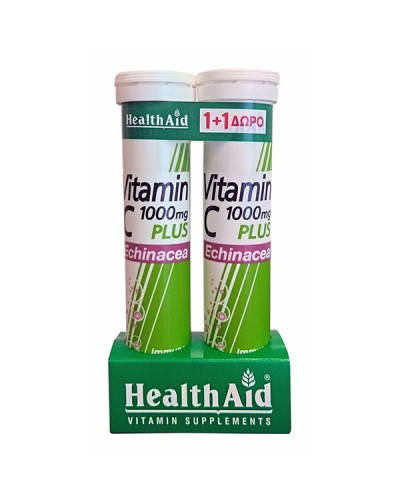 HEALTH AID VITAMIN C 1000MG PLUS ECHINACEA LEMON 2 x 20 ΑΝΑΒΡΑΖΟΝΤΑ ΔΙΣΚΙΑ