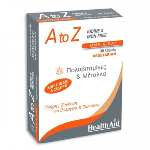 HEALTH AID A TO Z MULTIVIT IODINE & IRON FREE 30TABS