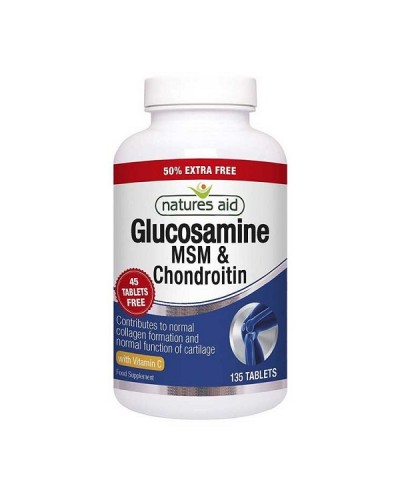 NATURES AID GLUCOSAMINE 500mg, MSM 500mg, CHONDROITIN 100mg WITH VITAMIN C 135 TABS