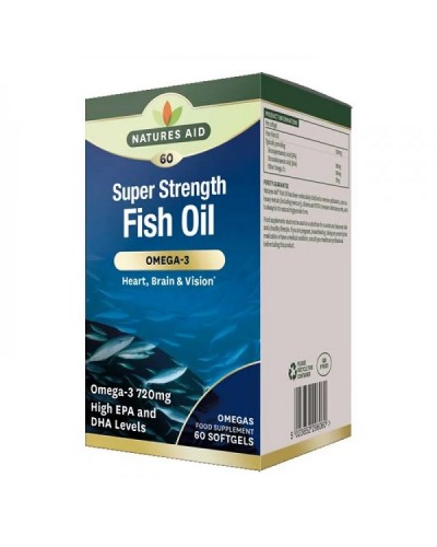 NATURES AID SUPER STRENGTH FISH OIL OMEGA-3 60 SOFTGELS