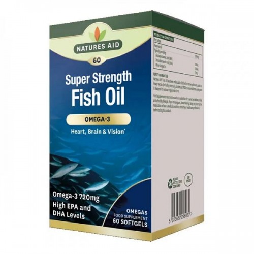 NATURES AID SUPER STRENGTH FISH OIL OMEGA-3 60 SOFTGELS