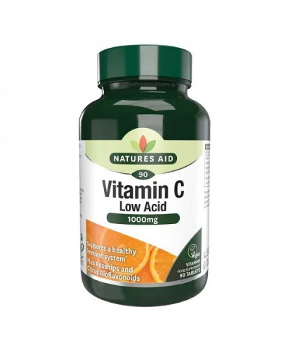 NATURES AID VITAMIN C 1000MG LOW ACID (WITH ROSEHIPS & CITRUS BIOFLAVONOIDS) 90TABS