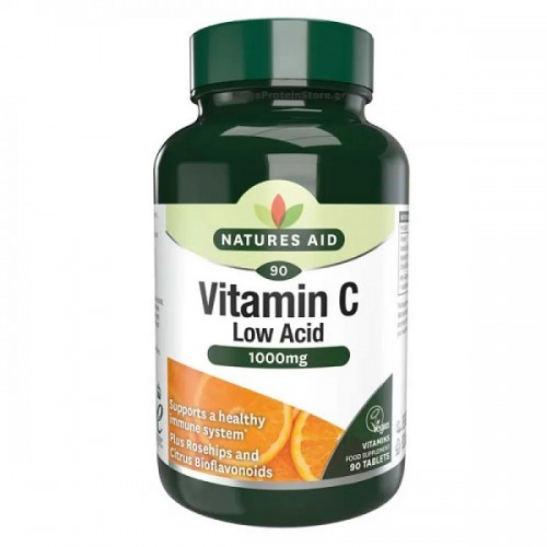 NATURES AID VITAMIN C 1000MG LOW ACID (WITH ROSEHIPS & CITRUS BIOFLAVONOIDS) 90TABS