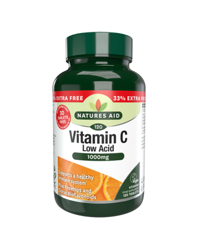 NATURES AID VITAMIN C 1000mg LOW ACID WITH ROSEHIPS & CITRU 120tabs