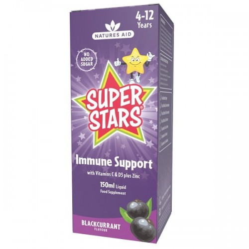 NATURES AID SUPER STARS IMMUNE SUPPORT (4-12 YEARS) BLACKCURRANT 150ML