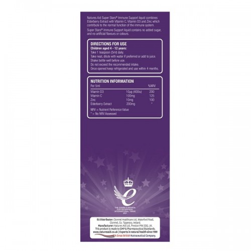 NATURES AID SUPER STARS IMMUNE SUPPORT (4-12 YEARS) BLACKCURRANT 150ML