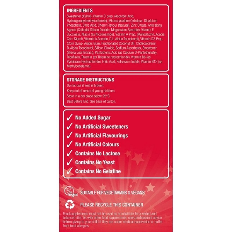 NATURES AID SUPER STARS MULTIVITAMIN (4-12 YEARS) CHERRY 60 CHEWABLE TABS NATURES AID SUPER STARS MULTIVITAMIN (4-12 YEARS) CHERRY 60 CHEWABLE TABS