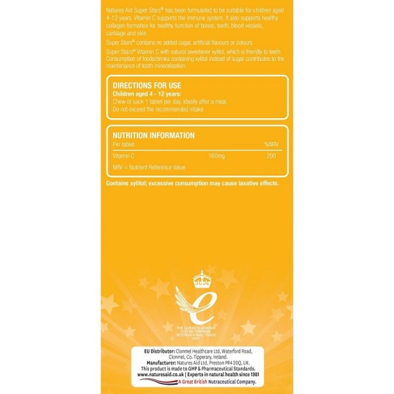 NATURES AID SUPER STARS VITAMIN C (4-12 YEARS) CHERRY 60 CHEWABLE TABS NATURES AID SUPER STARS VITAMIN C (4-12 YEARS) CHERRY 60 CHEWABLE TABS