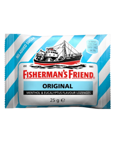 FISHERMAN'S FRIEND ORIGINAL ΚΑΡΑΜΕΛΕΣ ΓΙΑ ΤΟΝ ΠΟΝΟΛΑΙΜΟ ΜΕ ΜΙΝΘΟΛΗ & ΕΥΚΑΛΥΠΤΟ ΧΩΡΙΣ ΖΑΧΑΡΗ 25GR