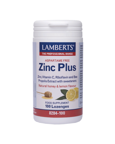 LAMBERTS ZINC PLUS NATURAL HONEY & LEMON FLAVOUR 100 LOZENGES 