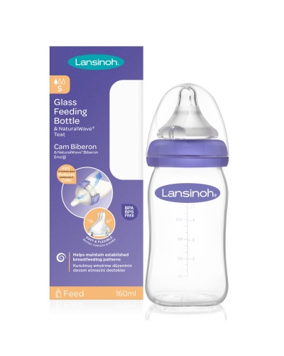 LANSINOH ΓΥΑΛΙΝΟ ΜΠΙΜΠΕΡΟ ΜΕ ΘΗΛΗ NATURALWAVE ΑΡΓΗΣ ΡΟΗΣ 160ML