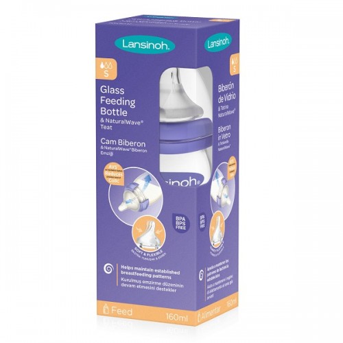 LANSINOH ΓΥΑΛΙΝΟ ΜΠΙΜΠΕΡΟ ΜΕ ΘΗΛΗ NATURALWAVE ΑΡΓΗΣ ΡΟΗΣ 160ML