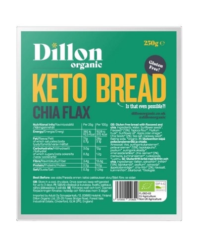 DILLON ORGANICS ΨΩΜΙ ΚΕΤΟ ΜΕ ΛΙΝΑΡΟΣΠΟΡΟΥΣ ΚΑΙ ΣΠΟΡΟΥΣ CHIA BIO 250G