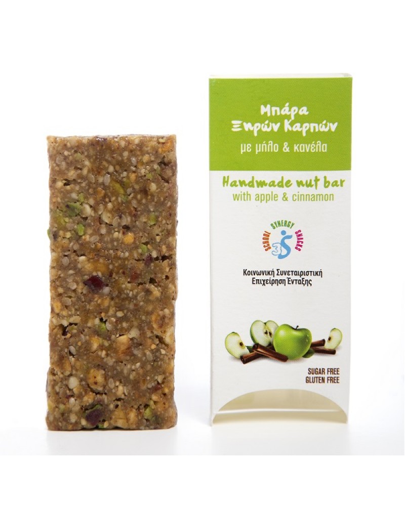 SCHOOL SYNERGY SNACKS ΧΕΙΡΟΠΟΙΗΤΗ ΜΠΑΡΑ ΞΗΡΩΝ ΚΑΡΠΩΝ ΜΕ ΜΗΛΟ ΚΑΙ ΚΑΝΕΛΑ 45GR SCHOOL SYNERGY SNACKS ΧΕΙΡΟΠΟΙΗΤΗ ΜΠΑΡΑ ΞΗΡΩΝ ΚΑΡΠΩΝ ΜΕ ΜΗΛΟ ΚΑΙ ΚΑΝΕΛΑ 45GR