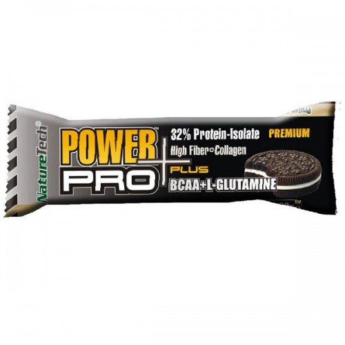 NATURETECH POWER PRO PLUS BCAA+L-GLUTAMINE PROTEIN BAR COOKIES & CREAM 80G