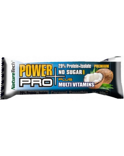 NATURETECH POWER PRO PLUS MULTI VITAMINS PROTEIN BAR COCONUT SMOOTHIE NO SUGAR 80G