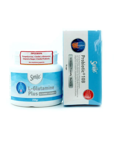 SMILE L-GLUTAMINE PLUS 250G & ΔΩΡΟ SMILE PROBIOTIC 10B 3X10CAPS