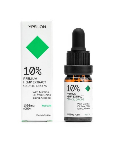 YPSILON 10% 1000MG MEDIUM PREMIUM HEMP EXTRACT DROPS WITH CHIOS MASTIHA OIL 10ML