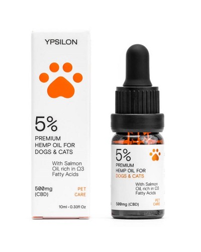 YPSILON PET 5% 500MG “PET CARE” PREMIUM HEMP EXTRACT DROPS WITH SALMON OIL FOR PETS 10ML