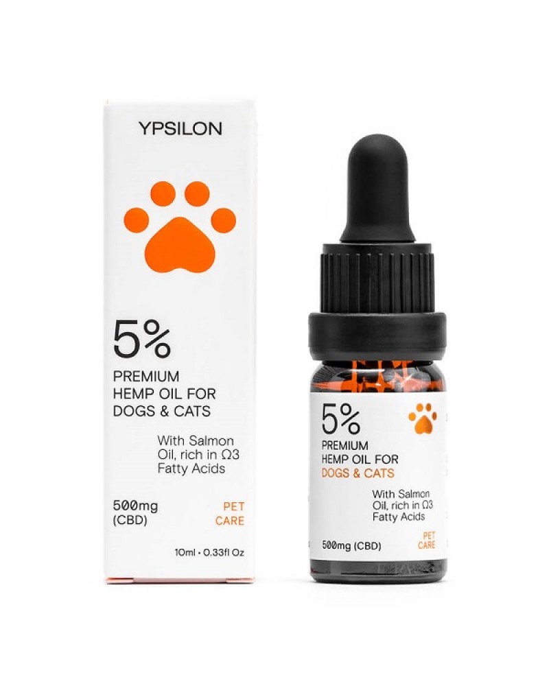 YPSILON PET 5% 500MG “PET CARE” PREMIUM HEMP EXTRACT DROPS WITH SALMON OIL FOR PETS 10ML